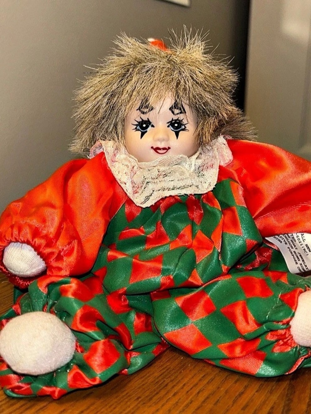 Red & Green Christmas Clown Doll